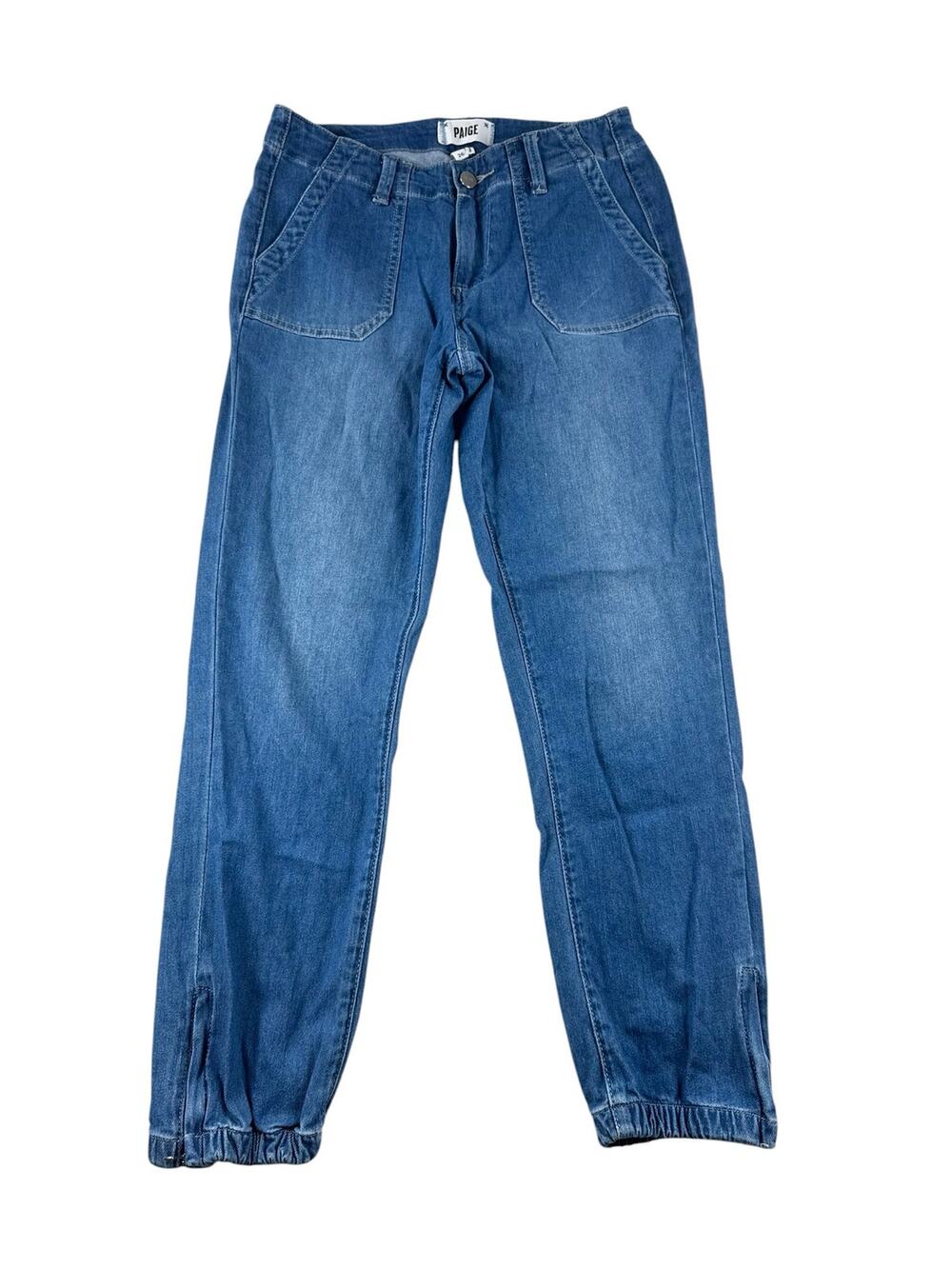 Paige Mayslie Jogger Jeans Size 26 Moonflower Wash Utility Pants Ankle Zipper